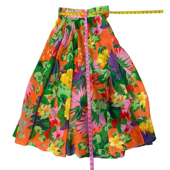Mods Int’l Semi Sheer Wrap Full Skirt Midi Floral Size 6 Colorful Beach - Picture 7 of 10